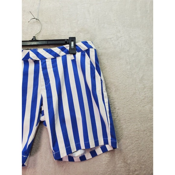 Volcom Short Womens Size 7 Blue White Striped Cotton Slash Pockets Medium Wash - Picture 3 of 9